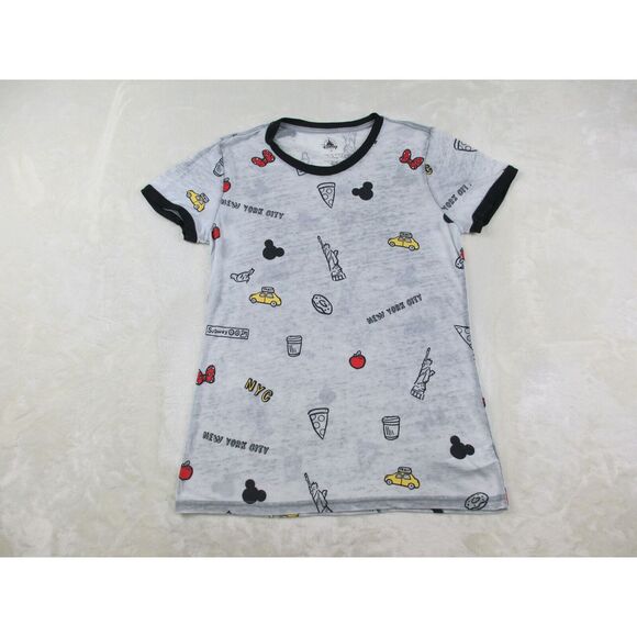 Disney Tops - Disney Shirt Womens Medium Gray Mickey All Over Print New York‎ City Sheer*